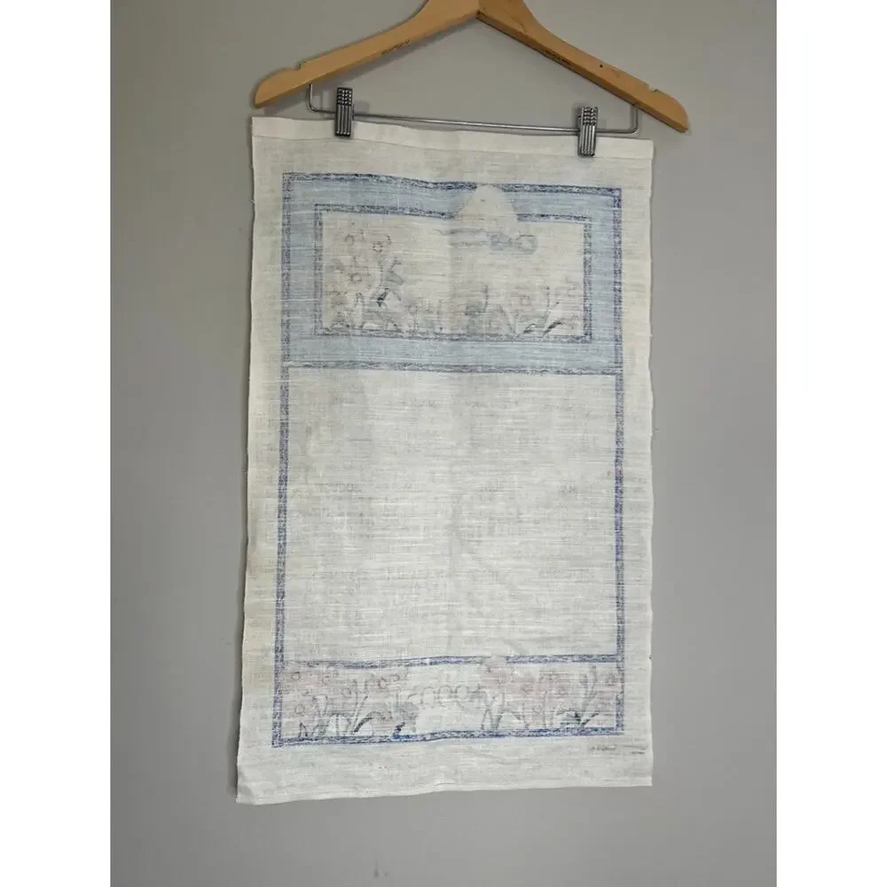 Vintage 1990 Stevens Linen Goose Calendar Tea Towel Wall Hanging
